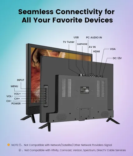 Vista 8 de Feihe TV de 22 Pulgadas, HDTV LED de Pantalla Ancha 1080p con Sintonizadores Digitales ATSC, Pantalla Plana con HDMI/VGA/RCA/USB para Cocina, RV