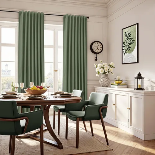 Vista 94 de Guken Cortinas opacas de lino, 2 paneles rústicos, elegantes, 100% opacas, con aislamiento térmico, banda de ganchos y trabilla trasera, 52 x 84