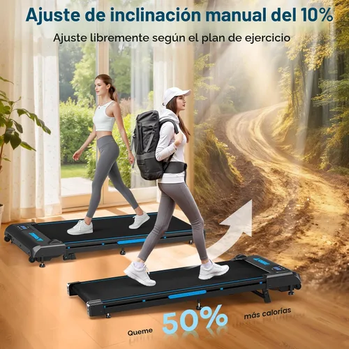 Vista 4 de Walking Pad, FOUSAE 6.2MPH Under Desk Walking Pad with 10% Incline, Treadmills for Home with Double Frame, 2.75HP Brushless Drive Treadmill, 12 HIIT