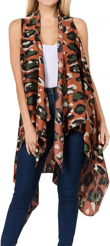Vista 4 de Scarfand's - Chaleco de cárdigan largo para mujer, ligero, sin mangas, con parte delantera abierta