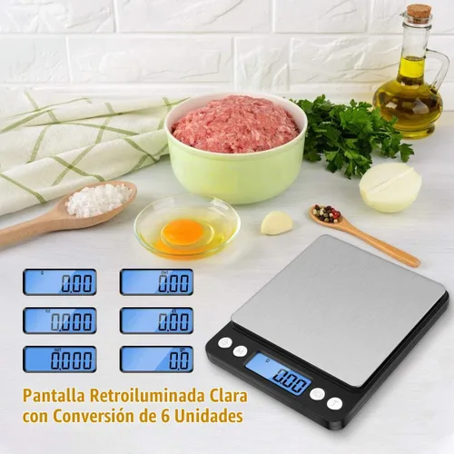 Vista 5 de Diyife Escala digital de cocina 17.64 oz/0.0004 oz, báscula de alimentos de Negro