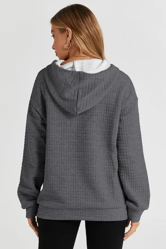 Vista 5 de SHEWIN Sudaderas con capucha para mujer, estilo casual, manga larga, con cordón y bolsillo