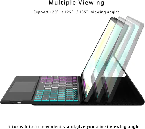 Vista 8 de Funda de teclado para Samsung Galaxy Tab S10 FE+ Plus de 13.1 pulgadas 2025: modo DEX con un solo clic, retroiluminación arcoíris, trackpad