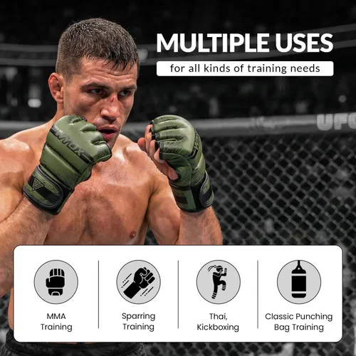 Vista 4 de WYOX Guantes MMA para hombres y mujeres – Guantes de boxeo de agarre y combate con diseño de palma abierta, guantes de entrenamiento acolchados sin