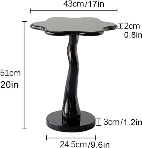 Vista 2 de HM&DX Mesa auxiliar de madera con forma de flor, elegante mesa de centro para sofá pequeño con pedestal redondo, mesa auxiliar moderna