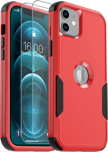 Vista 21 de Funda para iPhone 12, 2 protectores de pantalla de vidrio templado, 10 pies a prueba de caídas, antideslizante, a prueba de golpes, para iPhone 12