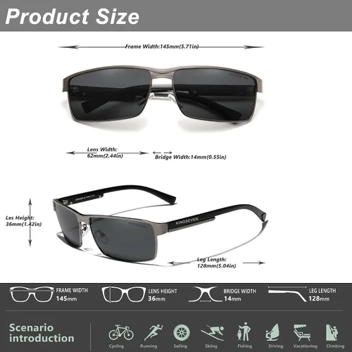 Vista 3 de KINGSEVEN Gafas de sol fotocrómicas de moda hombres mujeres polarizadas piloto gafas de sol cuadrado antideslumbrante gafas de conducción UV400