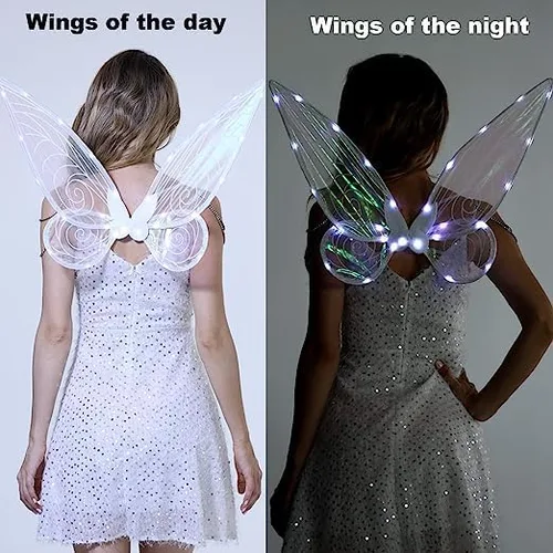 Vista 3 de Oprtuisi Adult Fairy Wings, Shiny Transparent Princess Wings, Angel Wings Sutable for Halloween Costume Dress Up