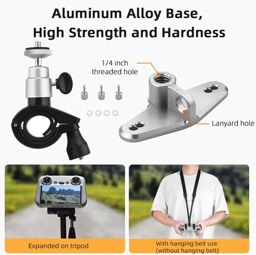 Vista 7 de Adaptador de soporte de bicicleta para DJI RC/RC2 Controlador de bicicleta Soporte de montaje para manillar de bicicleta Soporte de abrazadera Base