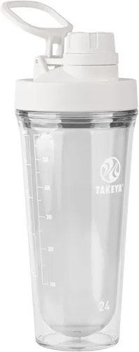 Vista 2 de Takeya Protein Shaker - Botella agitadora de plástico sin BPA con tapa de boquilla a prueba de fugas, coctelera fácil de transportar para gimnasio