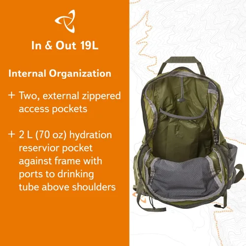 Vista 3 de Mystery Ranch Mochila In and Out - Mochila plegable ligera, verde bosque, 19L