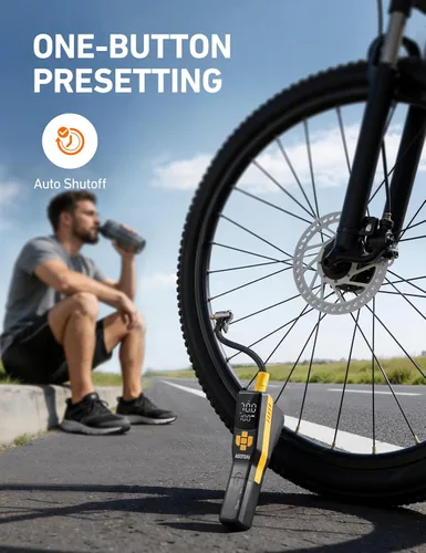 Vista 7 de AstroAI Inflador de neumáticos de 150 PSI, compresor de aire portátil para neumáticos de automóvil, bomba de bicicleta inalámbrica con pantalla LCD