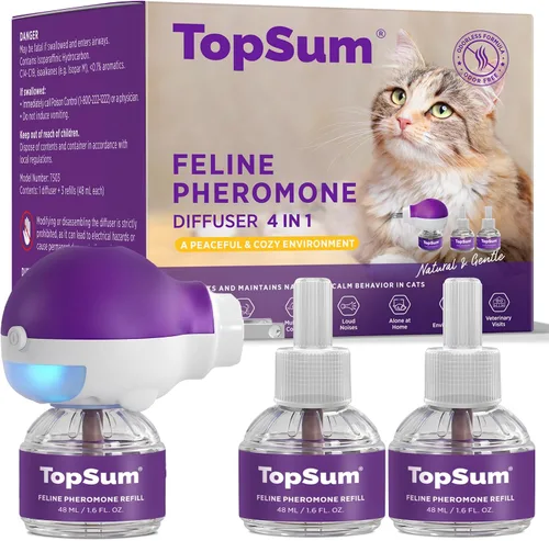 Vista 9 de TopSum Repuesto de difusor calmante para gatos: 1 repuesto de feromonas para gatos calmantes – Ayuda a reducir rasguños, micción, maullidos