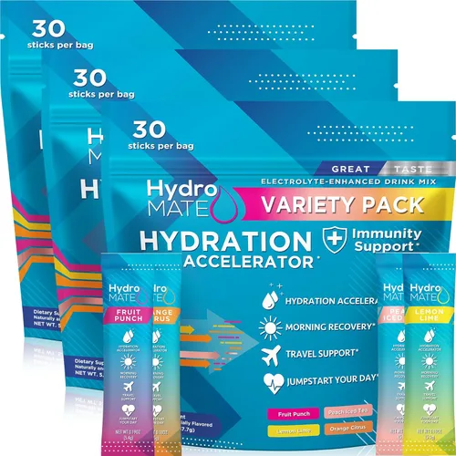 Vista 8 de HydroMATE - Paquetes de electrolitos en polvo, acelerador de hidratación bajo en carbohidratos, mezcla de bebida para alivio de fiestas, más