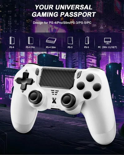 Vista 5 de Quevati Wireless Controller for PS-4, Dual Vibration Game Joystick/Motion Sensing/Touchpad/Speaker/3.5mm Audio Jack Headphone, Upgraded Six-Axis