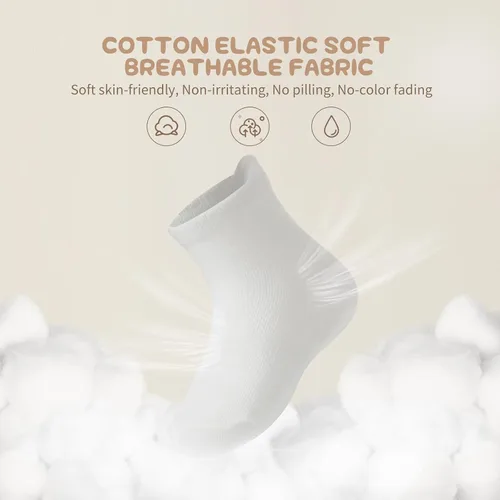 Vista 2 de Calcetines tobilleros antideslizantes para bebé, paquete de 12 para niños y niñas, hechos de algodón