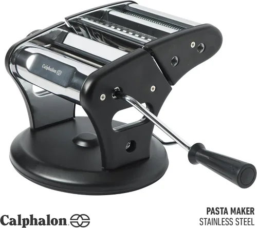 Vista 2 de Calphalon Aero Máquina para hacer pasta, rodillo y cortador manual de pasta, máquina de pasta de acero inoxidable con ajustes de grosor ajustables