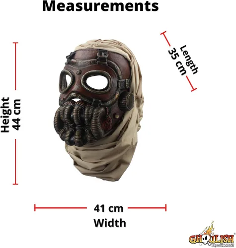 Vista 4 de Ghoulish Productions Desert Rider Máscara de gas rusa Máscara de gas y Línea Steampunk Máscara para adultos Máscara de látex de talla única
