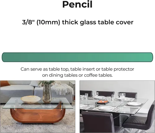 Vista 13 de Mesa rectangular transparente de vidrio templado de 16 x 30 pulgadas, borde pulido de lápiz de 3/8 pulgadas de grosor, resistente a los arañazos