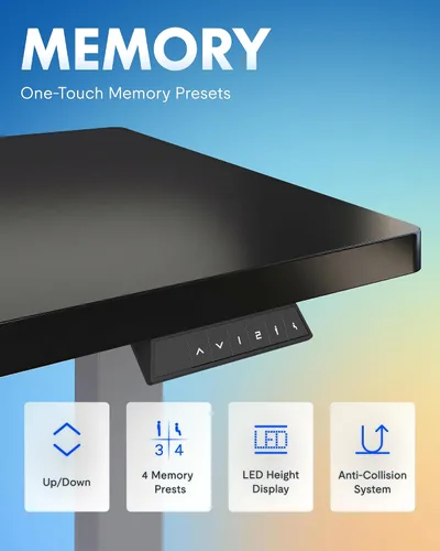 Vista 9 de FLEXISPOT EN1 Escritorio eléctrico de pie de una pieza de 55 x 28 pulgadas, mesa de pie para computadora de oficina en casa, escritorio ajustable