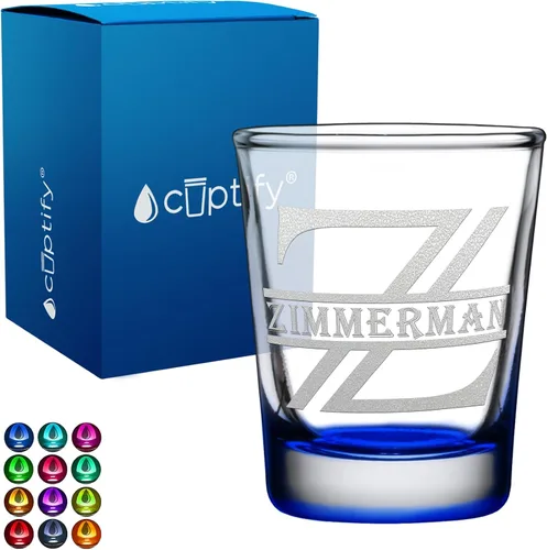 Vista 53 de Cuptify Inicial de cristal con monograma y nombre de 2 onzas, parte inferior negra grabada con texto personalizado para regalos, bodas, cumpleaños