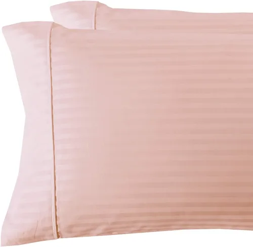 Vista 19 de sheetsnthings Juego de 2 fundas de almohada estándar de 300 hilos beige a rayas, tamaño Queen