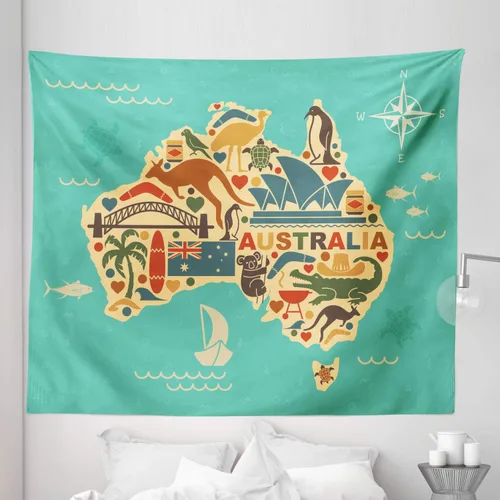 Vista 12 de Lunarable Tapiz de Puerto Rico, histórico Fort San Felipe del Morro, paisaje de América Central y Caribe, decoración de tela para colgar en la pared
