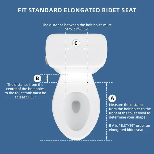 Vista 5 de Clirass Asiento de Inodoro con Bidé, Asiento de Inodoro Alargado de Cierre Suave, Control de Botón para Lavado Femenino/Posterior, Control