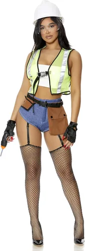 Vista 3 de Forplay Disfraz de trabajador de construcción sexy para mujer en construcción Multicolor