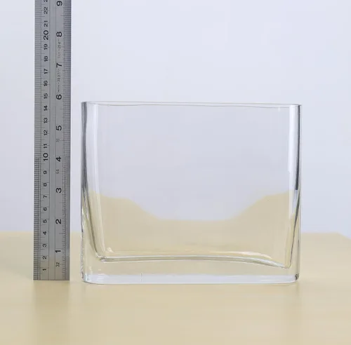 Vista 7 de CYS EXCEL Jarrón de Cristal para Libros (H:6" Apertura:7"x2") Jarrón de Flores Ovalado con Borde Redondo Rectangular Centro de Mesa para Bodas