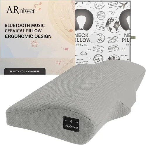 Vista 9 de Almohada cervical de espuma viscoelástica con forma de mariposa para soporte de cuello, almohada ortopédica cervical con contorno de cuello, diseño