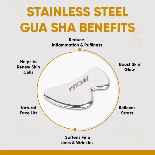 Vista 5 de Gua Sha Herramientas faciales de acero inoxidable Mini Guasha herramienta para drenaje linfático facial