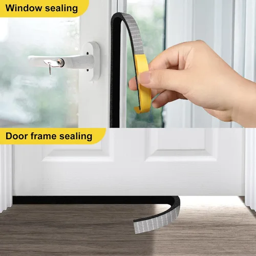 Vista 8 de Cinta aislante de espuma Egofix, burletes para puertas y ventanas, cinta adhesiva de espuma negra resistente al clima para puerta corrediza, marco