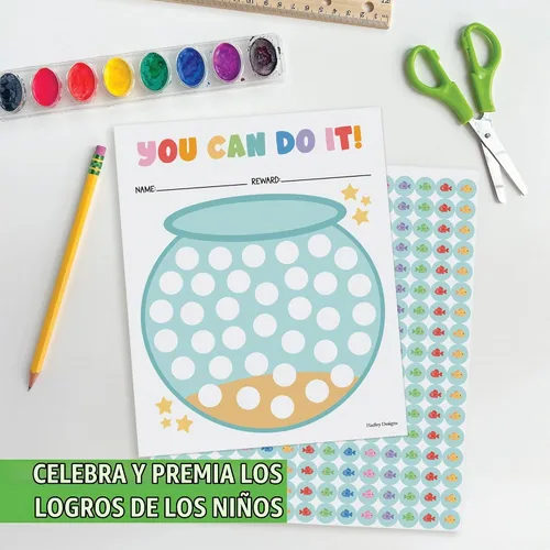 Vista 6 de Tabla de pegatinas para el comportamiento de los niños en casa y gráficos Azul