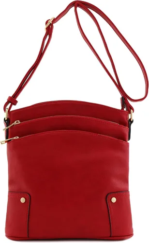 Vista 2 de Bolso cruzado grande con triple bolsillo con cremallera.
