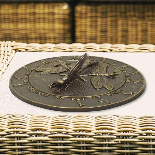 Vista 5 de Whitehall Products Reloj de sol de libélula de bronce francés
