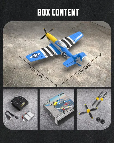 Vista 10 de VOLANTEXRC RC Avión P51D Mustang de 4 canales, avión de control remoto de combate RTF con giroscopio de 6 ejes, 3 modos, fácil de volar, avión