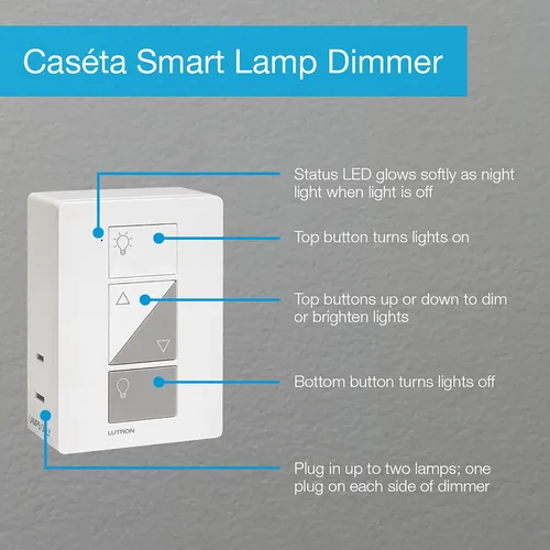 Vista 9 de Lutron Caseta Deluxe Smart Lamp Dimmer Starter Kit: 2 atenuadores de lámpara y más