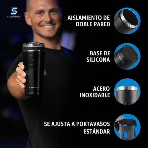 Vista 2 de Ice Shaker Vaso de 26 onzas, botella de agua aislada con popote, botella de acero inoxidable, como se ve en Shark Tank, botella de agua con pajita