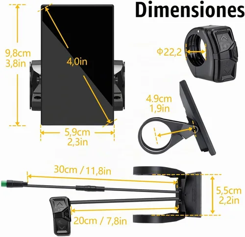Vista 7 de BAFANG Display DPC18/C010 for BBS01B BBS02B BBSHD M400, M500 Mid Motor Pedal Assist eBike Computer Display with Automatic Backlight UART/CAN
