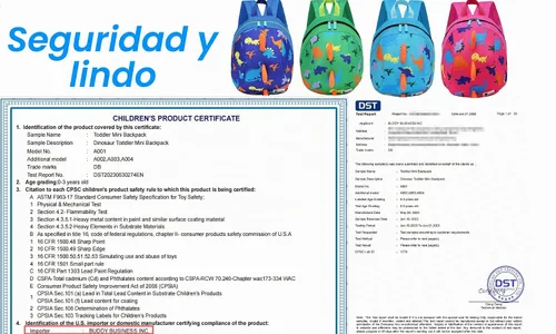 Vista 6 de DB Mini mochila de dinosaurio para niños pequeños con correa, arnés para niños y bebés (azul oscuro)