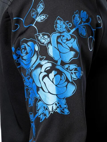 Vista 5 de ZEROYAA Camisas de vestir de manga larga con botones y estampado floral de rosa hipster para hombre