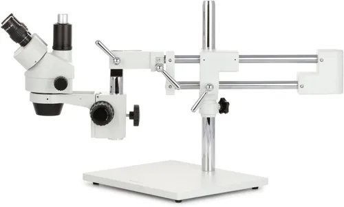 Vista 5 de AmScope SM-4TPX microscopio profesional trinocular estéreo con control de enfoque simultáneo, oculares WH10x, aumento de 3,5-45X, objetivo de zoom