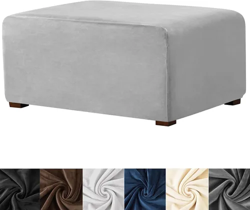 Vista 10 de HFCNMY Funda para Otomán Rectangular, Fundas Deslizables de Terciopelo Elástico Rectangulares Cubiertas Gruesas Funda Deslizable para Otomanes Beige