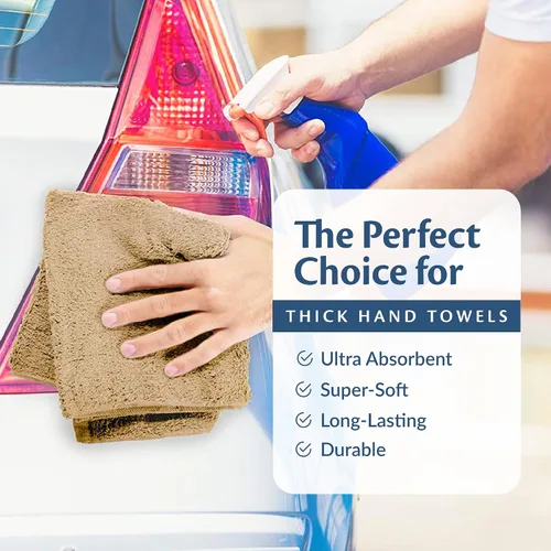 Vista 4 de Car Care Essentials - Juego de 12 toallas de lavado y secado para detalles, beige, 100% algodón hilado en anillo, 16 x 27 pulgadas, 4.25 libras por