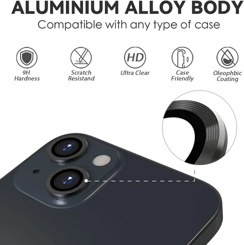 Vista 5 de CloudValley Protector de lente de cámara diseñado para iPhone 13/13 Mini, película protectora de vidrio templado, cubierta de lente de cámara