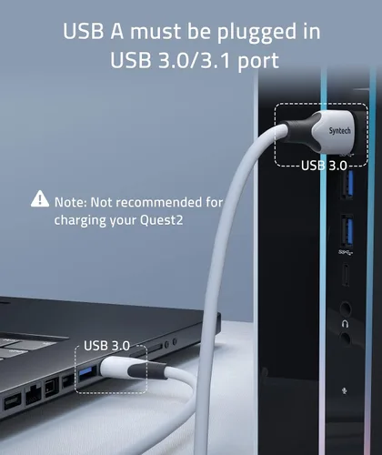 Vista 6 de Syntech Cable de enlace de 16 pies compatible con OculusMeta Quest 2ProPICO 4 accesorios VR, cable de transferencia de datos de alta velocidad