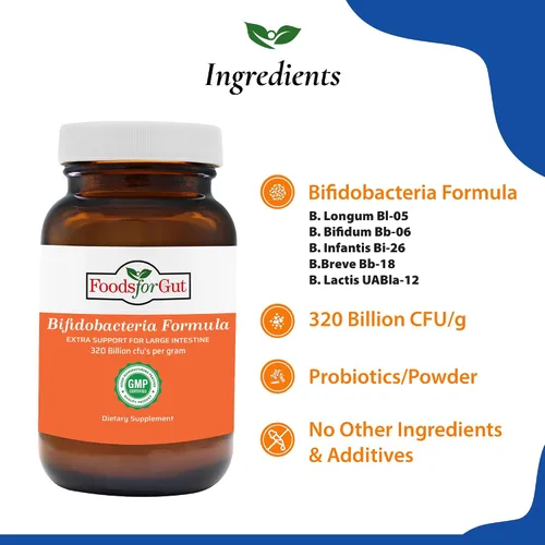 Vista 3 de Foods For Gut Bifido Formula 320 mil millones de ufc Fabricado en Estados Unidos Directo del fabricante Sin almacenamiento de terceros Apoyo