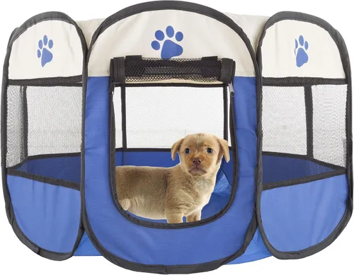 Vista 7 de Corral Petmaker colección Playpen portátil para armar, para mascota Azul claro