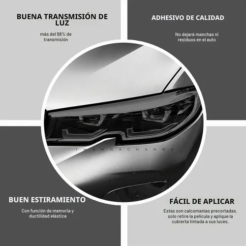 Vista 4 de Compatible con Ford Mustang 2015 2016 2017 Kit de tinte de vinilo precortado completo luz trasera completa y faros con cubierta de envoltura de humo